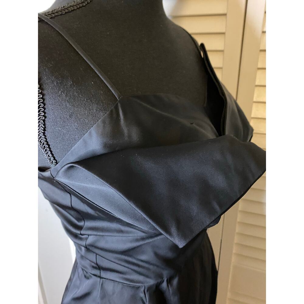 Vintage Little black Dress Tulip bodice 
Satin 1950s Hollywood glam Pin up‎ - Picture 6 of 8